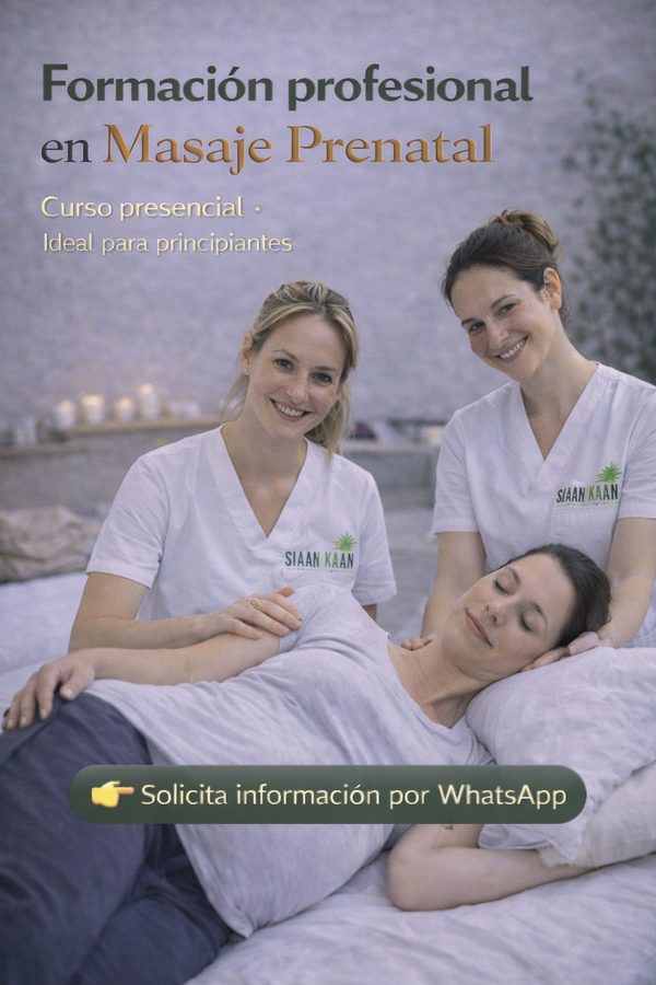 Masaje prenatal con cojines de soporte