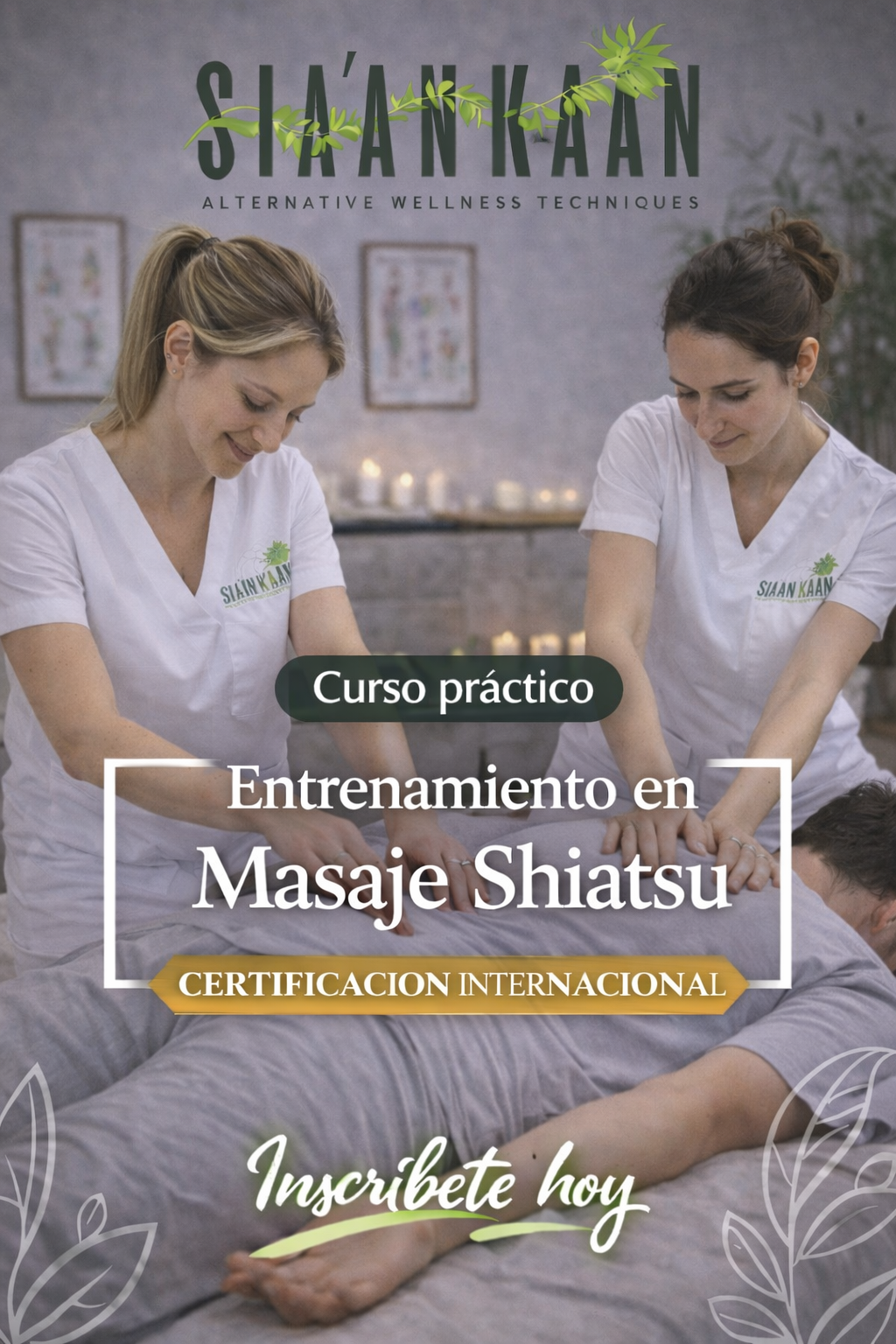 Masaje shiatsu con presión en espalda